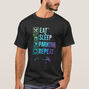 Camiseta Parkour Comer Sleep Repetir Presente de Aquarela