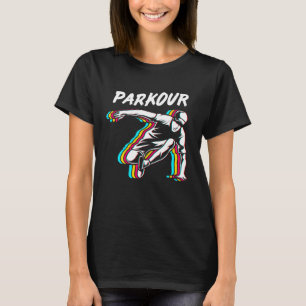 Camiseta Parkour De Salto Em Execução Livre Colorida Retroa