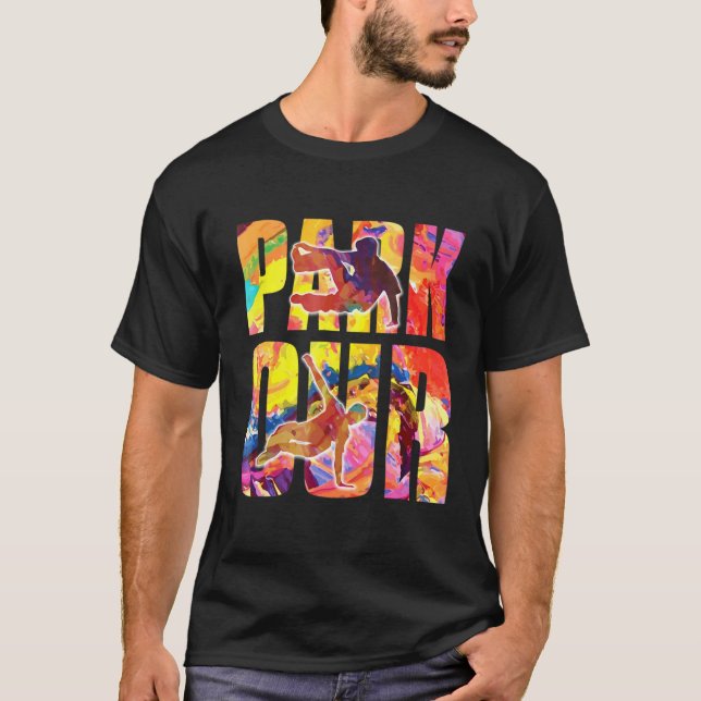 Camiseta Parkour Free Running Acrobatic Stunts T (Frente)