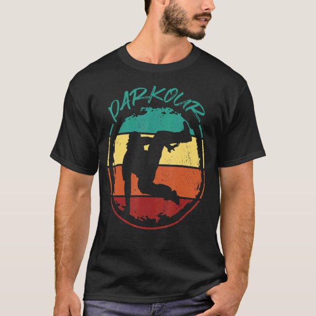 Camiseta Parkour Freestyle Executando o Grafite Runner Jump (Frente)