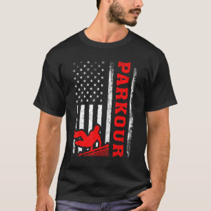 Camiseta Parkour Jump Retro American Flag Parkour 4º De Ju