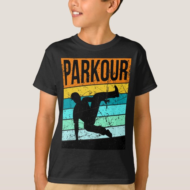 Camiseta Parkour Para Meninos Festa De Salto De Raparigas (Frente)