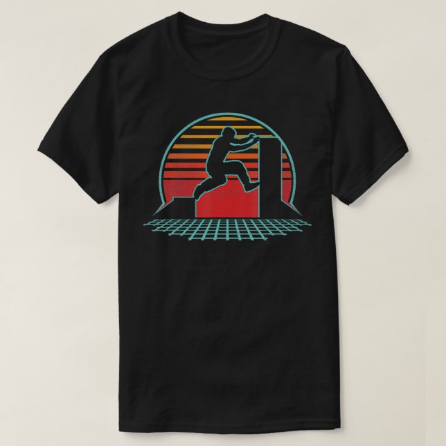 Camiseta Parkour Retro Vintage 80s Estilo Freerunning (Frente do Design)
