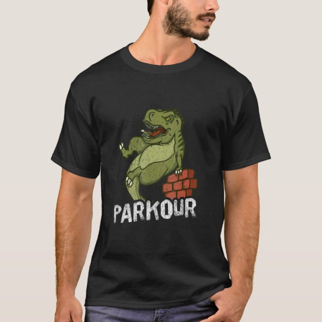 Camiseta Parkour Rex Wall Saltando Livre em Execução (Frente)