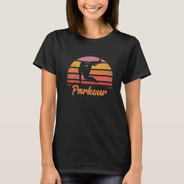 Camiseta Parkour Run Jump Fly Modern Outdoor Hobby Retro 1 (Frente)