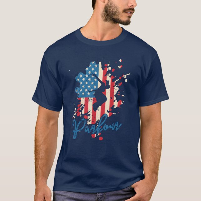 Camiseta Parkour USA Flag Sportraining Fitness funny (Frente)