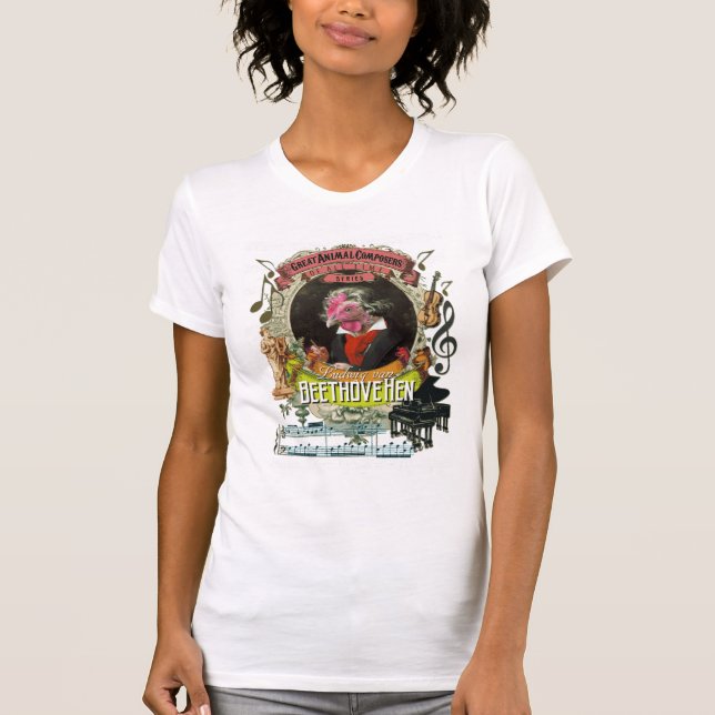 Camiseta Paródia animal de Beethoven do compositor da (Frente)