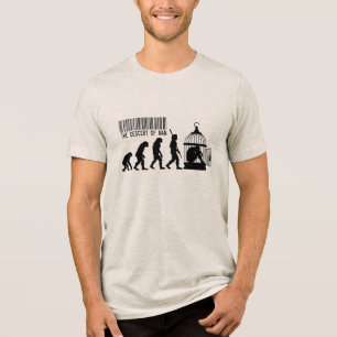 Camiseta Paródia da Descida do Homem Saúde Mental Evolução