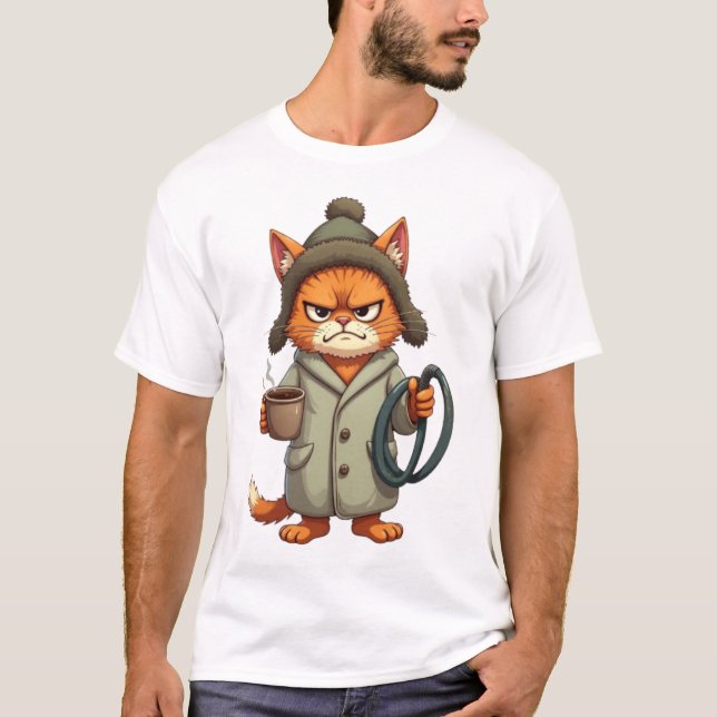 Camiseta Paródia de Gato com a Caixa de Areia Cheia | Prese (Frente)