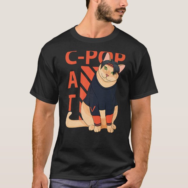 Camiseta Paródia de Gato Pop Coreano Menino Coreano (Frente)