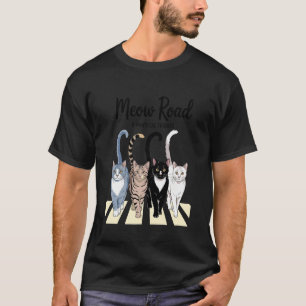 Camiseta Paródia de passagem de gato Meow estilo de estrada
