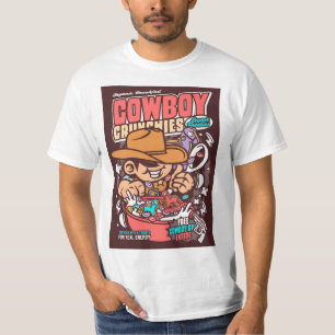 Camiseta Paródia de Pop de Arte Cereal de Cowboy
