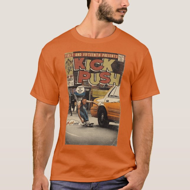 Camiseta Paródia em Quadrinhos de Lupe Fiasco Kick Push (Frente)