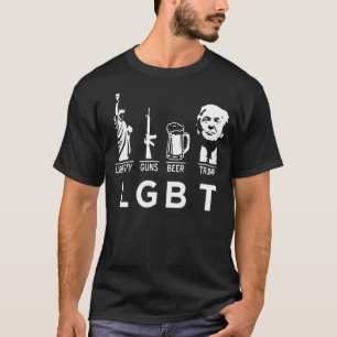 Camiseta Parody Lgbt Liberty Guns Beer Flag Americana