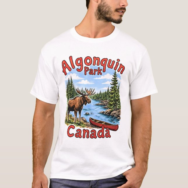 Camiseta Parque Algonquin Canadá Paisagem de Alces (Frente)