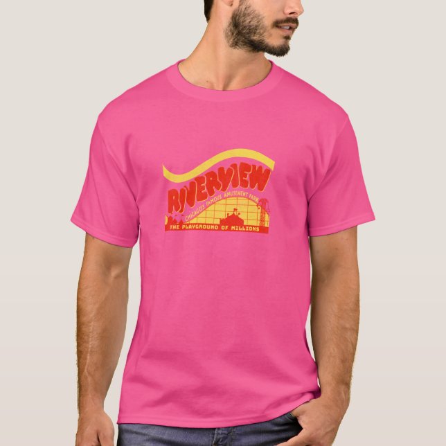 Camiseta Parque de diversões famoso de Riverview Chicago, R (Frente)