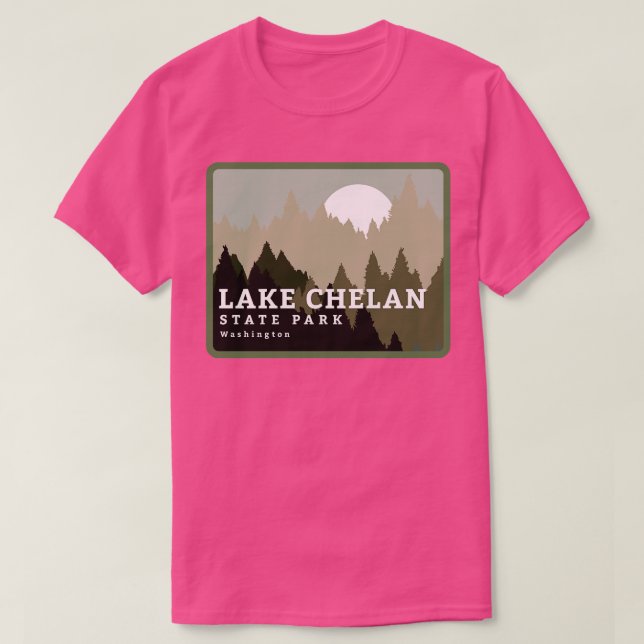 Camiseta Parque Estadual do Lago Chelan Árvores de Washingt (Frente do Design)