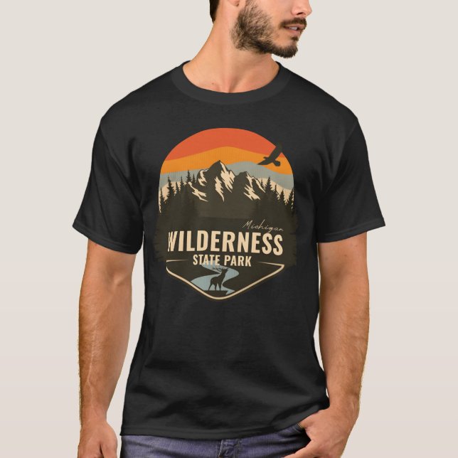 Camiseta Parque Estadual Wilderness Michigan MI Camping Ret (Frente)