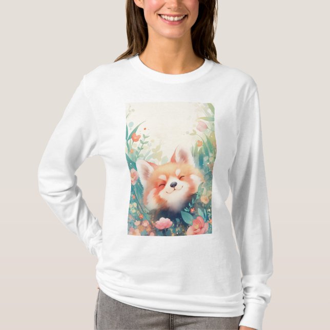 Camiseta Parque Floral do Panda Vermelho (Frente)