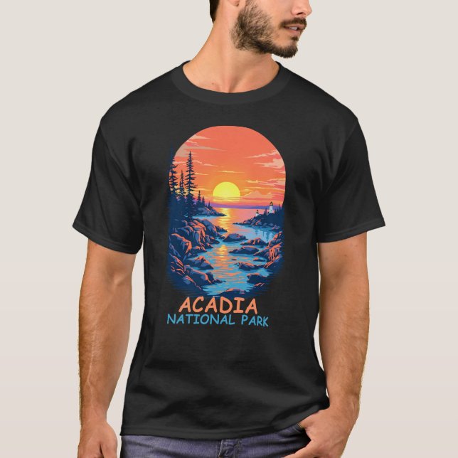 Camiseta Parque Nacional Acadia - Linha Costeira Sunset (Frente)