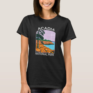 Camiseta Parque Nacional Acadia Maine Lembrança Retro Hikin