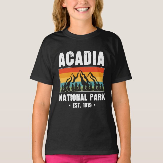 Camiseta Parque Nacional Acadia, Maine Retro Vintage (Frente)
