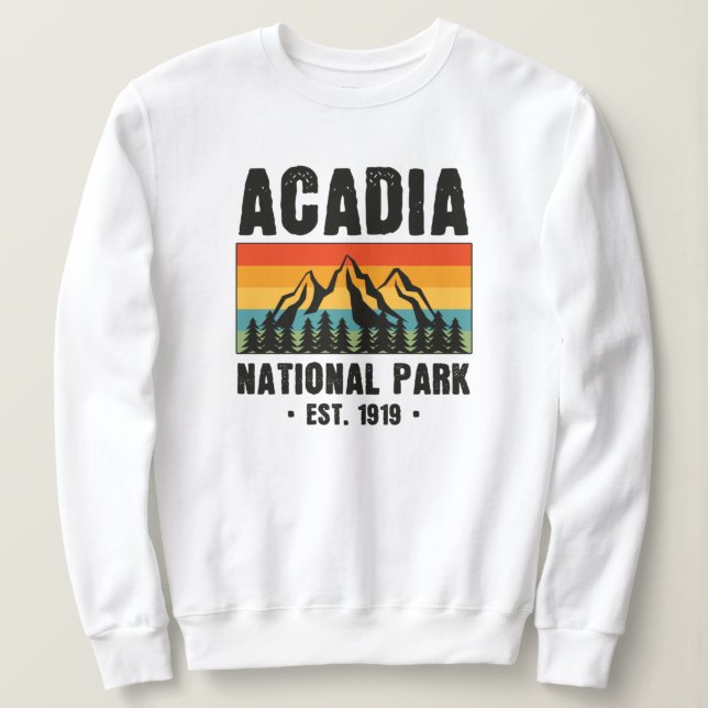 Camiseta Parque Nacional Acadia, Maine Retro Vintage (Frente do Design)