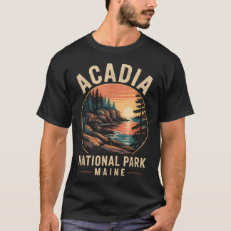 Camiseta Parque Nacional Acadia Retro Maine Estabelecido em