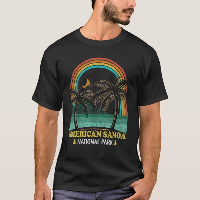 Camiseta Parque Nacional Americano Samoa, Montanhas Vintage (Frente)