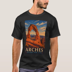 Camiseta Parque Nacional Arches Utah Viagem em Xilogravura