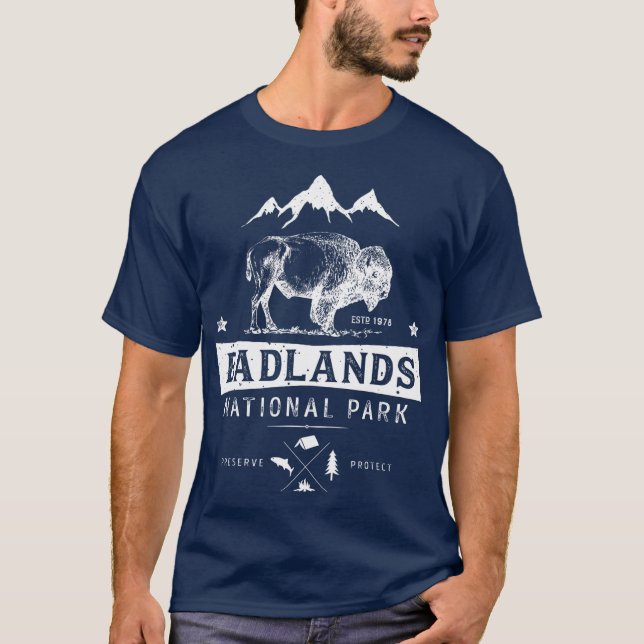Camiseta Parque Nacional Badlands Buffalo Bison Sul (Frente)