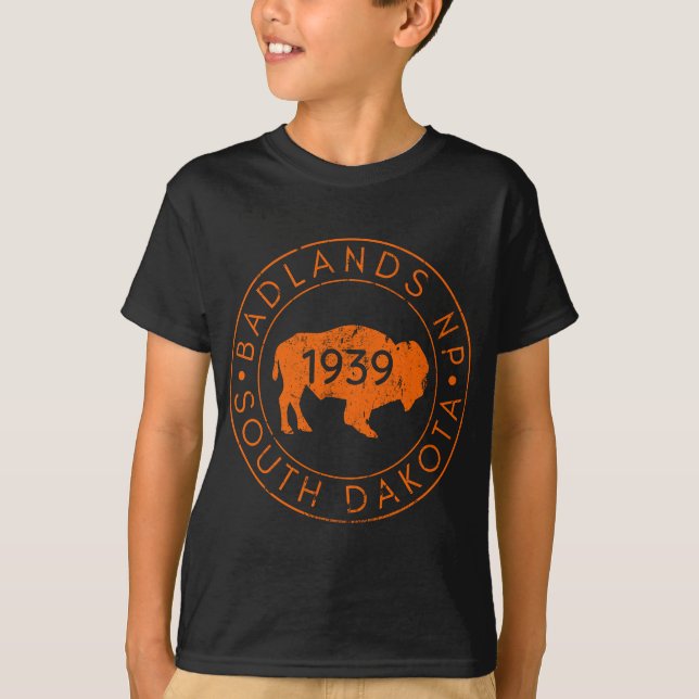 Camiseta Parque Nacional Badlands South Dakota Buffalo Hiki (Frente)