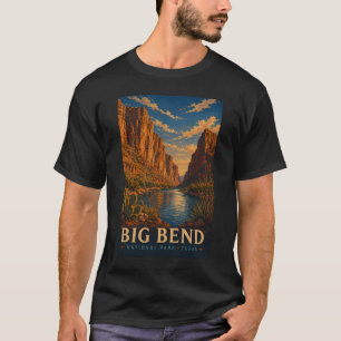 Camiseta Parque Nacional Big Bend Texas Modern Xilogravura