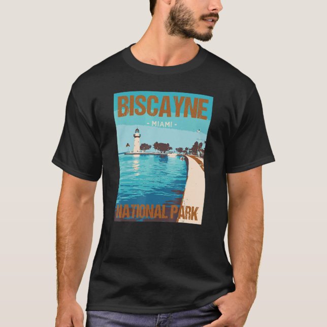 Camiseta Parque Nacional Biscayne Miami Poster Design (Frente)
