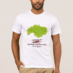 Camiseta Parque Nacional Bontebok mapa da África do Sul