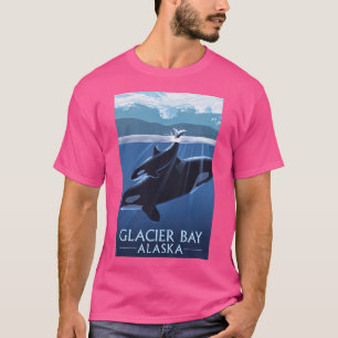Camiseta Parque Nacional da Baía de Glacier Alaska Orcas Vi