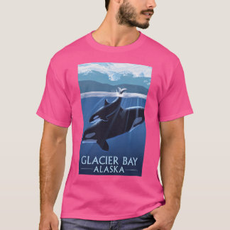 Camiseta Parque Nacional da Baía de Glacier Alaska Orcas Vi