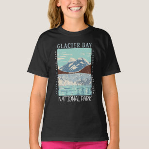 Camiseta Parque Nacional da Baía de Glacier Alaska Retro Di