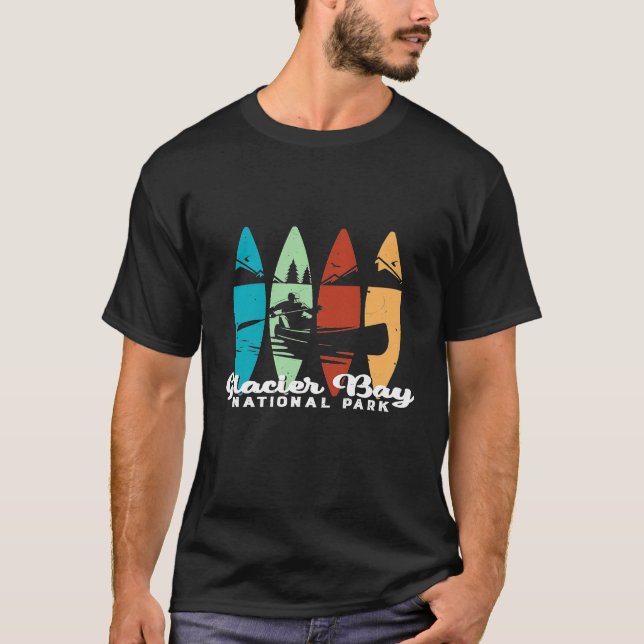 Camiseta Parque Nacional da Baía de Glacier, Retro-Glacier, (Frente)