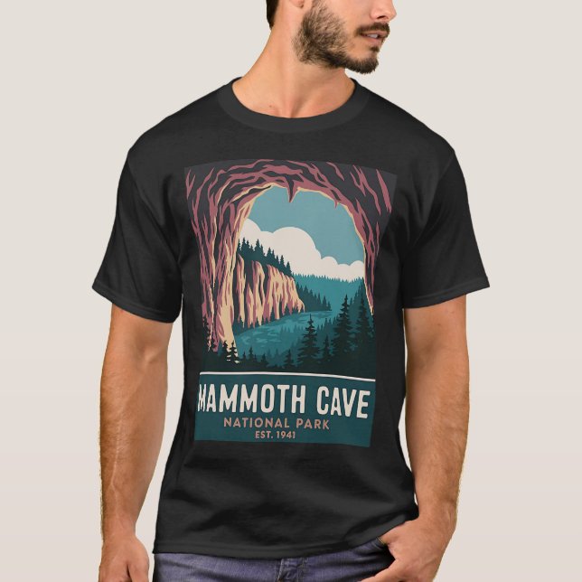 Camiseta Parque Nacional da Caverna Mamute Acampamento Vint (Frente)