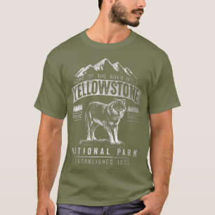 Camiseta Parque Nacional da Cinza Vintage Wolf Yellowstone