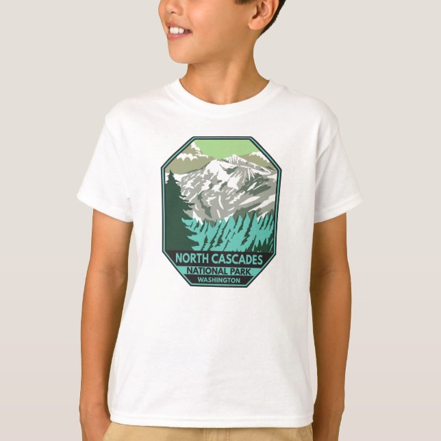 Camiseta Parque Nacional de Cascades do Norte - Retro de Mo (Frente)