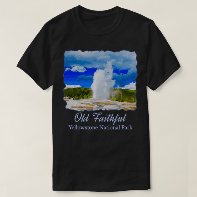 Camiseta Parque Nacional de Yellowstone Antiga e Fiel Geyse (Frente do Design)