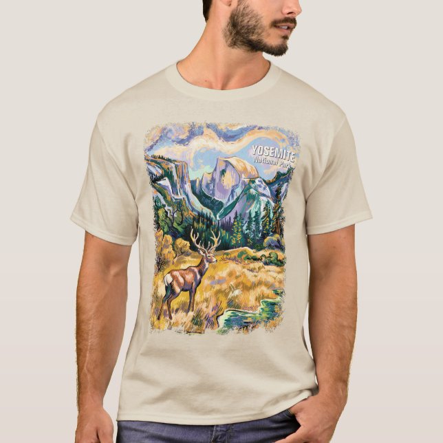 Camiseta Parque Nacional de Yosemite Half Dome Van Gogh Elk (Frente)