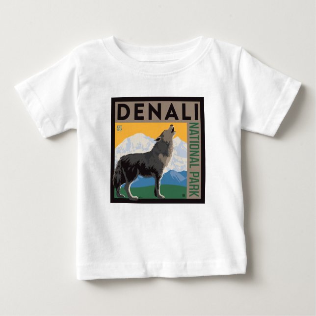 Camiseta Parque Nacional Denali | Lobo Howling (Frente)