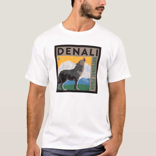 Camiseta Parque Nacional Denali | Lobo Howling (Frente)