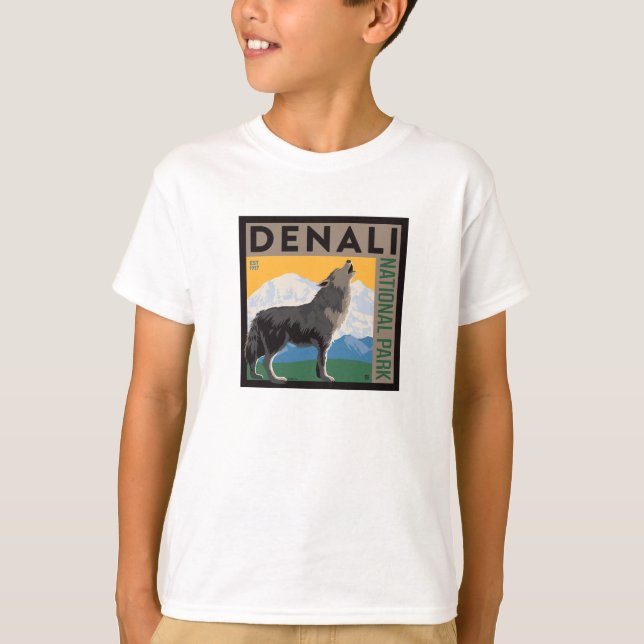 Camiseta Parque Nacional Denali | Lobo Howling (Frente)