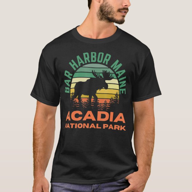 Camiseta Parque Nacional do bar Harbour Maine Acadia - Retr (Frente)