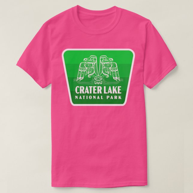 Camiseta Parque Nacional do Crater Lake Retro Bird Crachá V (Frente do Design)