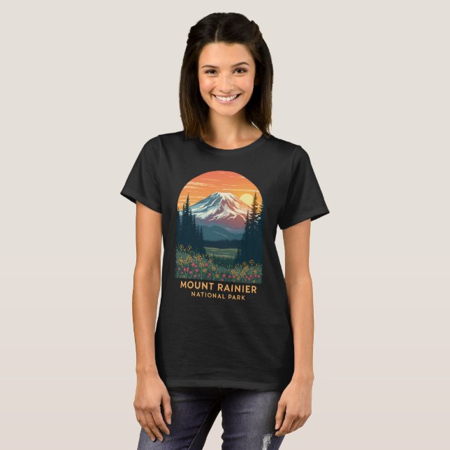 Camiseta Parque Nacional do Monte Rainier - Sunset de Flor  (Frente Completa)